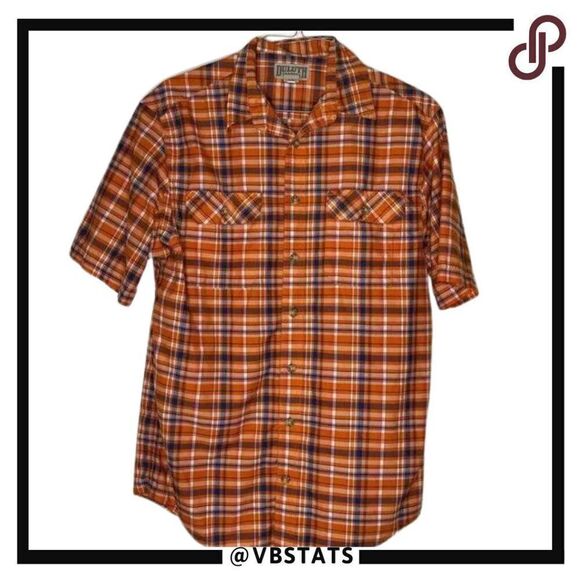 Duluth Trading Co Other - Duluth Trading Company Orange-Blue-White Medium Tall‎ SS Plaid Shirt